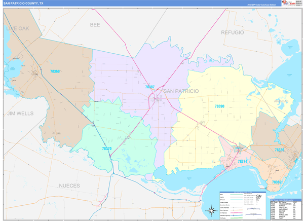 San Patricio County, TX Wall Map